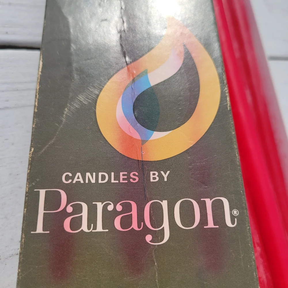 Paragon Red Taper Candles in Original Box ~ 14ct ~ Hand Dipped Tapers '70s-80s?